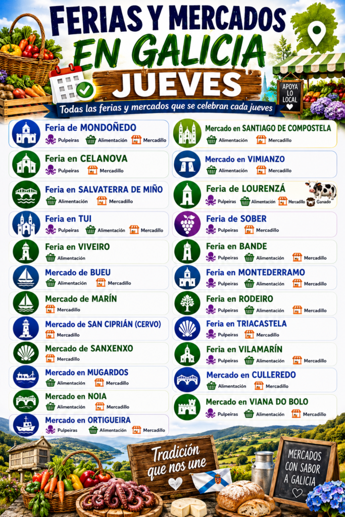 Ferias y Mercados en Galicia - jueves